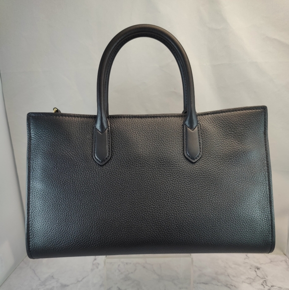 Michael Kors Scarlett Medium East/West Satchel Black Leather Gold HW - Picture 5 of 10